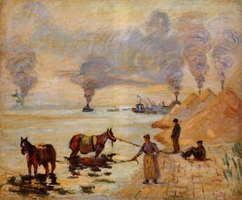Armand Guillaumin : Horses in the Sand at Ivry